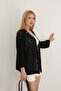 V-Neck Half Capri Sleeves Openwork Hollowed Out Geometric Honeycomb Pattern Spring Summer Knitwear Cardigan - 6