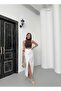 Women's White High Waist Slit Long Denim Skirt - 2