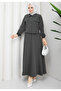 Buttoned Pocketed Shirt Skirt Hijab Set