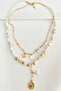 Natural Stone Multi-Chain Metal Mussel Pendant - 3