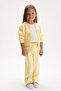 Girl's Pique Textured Tracksuit Set - Vanilla - 4