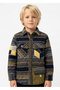 Boy's yellow striped lumberjack shirt