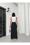 Women's Black High Waist Slit Long Denim Skirt - 6