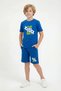 Round Neck T-Shirt and Colorful Capri Pants with Print Detail for Boys - 3