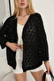 V-Neck Half Capri Sleeves Openwork Hollowed Out Geometric Honeycomb Pattern Spring Summer Knitwear Cardigan - 7