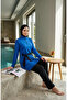 Beli Belted Half Zipper Elegance Hijab Swimsuit 2600-04 Navy Blue - 2