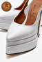 Genuine Leather Women's White Skin Open Back Pointed Toe Double Platform High Heeled Shoes Medelode - 3