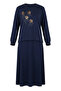 Floral Embroidered Stoned Double Set 0255-03 Navy Blue - 5