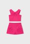 Girl's 3D Floral Appliqué Shorts and Blouse Set - Fuchsia