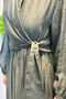 Waist-Tied, Latik Detailed Sleeves Nile Dress 747 Green - 3