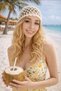 Knitted Mesh Model Bandana Ecru Colored Glittery Summer Beanie - 2