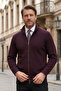 Slim Fit Double-Way Zipper High Collar Ribbed Cotton Cherry Cardigan - 5