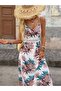 Women's Floral Pattern Single Jersey Fabric Summer Strap Dress, Stylish and Modern Design - 7