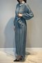 Waist-Tied, Latik Detailed Sleeves Nile Dress 747 Blue - 3