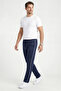 Men's Navy Blue Baggy Sweatpants with Elastic Waistband - 5