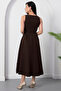 Square Neck Sleeveless Crepe Dress 2026-4558 - 7