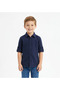 Toddler Boys Navy Casual Linen blended Shirt with Roll‑Up Sleeves