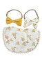 -Ava Baby Bib and Ribbon Bow Set - Yellow Flower Print - Cream - 3