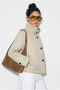 Women's Light Beige Stand Collar Lined Short Trench Coat with Pocket Detail 2081 60283980 - 5