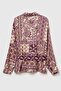 Burgundy 100% Viscose Belted Patterned Shirt Model Code: 5Huudq0Cxburgundy - 4
