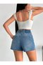 Women's High Waist Tasseled Hem Denim Shorts Comfortable Fit Casual Jean Shorts - 2