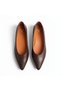 Brown Leather Cross-Stitch Detailed Women's Pointed Toe Ballerinas with Pins - 3