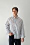 Striped Oversize Navy Blue-Ecru Linen Shirt