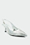 Punch Laser Cut Silver Women's Heeled Shoes - 2
