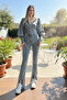 Mx-2932 Jeans Blue High Waist Lycra Spanish Leg Front Slit Women's Jeans - 2