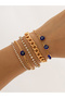 5Pcs Gold Tone Evil Eye Bracelet Set with Crystal Chain Stackable Chain for Women - 3