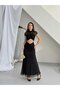 Maxi Tulle Dress with Chest Detail - Black
