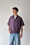 Barblock Printed Striped Purple Poplin Crop Shirt