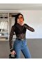 High Collar Lace Blouse - Black