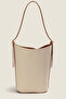 Luna Wicker Bucket Shoulder Bag - with Adjustable Shoulder Strap, Gold Accessories - 4