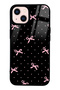 iPhone 14 Glossy Phone Case with Pink Ribbon Design