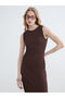 Crew Neck Gathered Textured Dress - 3