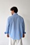 Daily Embroidered Striped Blue Poplin Oversize Shirt - 2