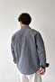 Striped Navy Blue Linen Oversize Shirt - 2