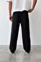 Pleated Baggy Fit Fabric Black Trousers - 2