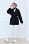 Short Buttoned Belted Trench Coat Black
