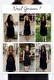 Women's Black Pleated Belted Midi Length Evening Dress - 8