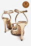 Genuine Leather Women's Open Toe Design Thin Heeled Shoes Gold Sultan Pronade - 4