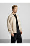 Men's Cream Cotton Gabardine Fabric Classic Collar Jacket with Elastic Waist and Sleeves and Zipper Closure - 5
