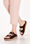 Genuine Leather Comfortable Double Buckle Slippers Rh.200 Brown Suede - 4