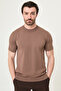 Plain Slim Fit Crew Neck Men's Knitwear T-Shirt Milky Coffee - 11583.26Y
