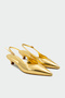 Siento Buckle Flat Gold Women's Heeled Shoes - 2