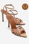 Genuine Leather Women's Open Toe Design Thin Heeled Shoes Nude Patent Leather Pronade - 2