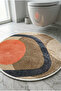 Round Multi-Purpose Bathroom Mat Non-Slip Base Foot Mat 50X50 Modern Patterned Soft Base - 2