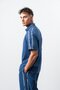 Men's Striped Detailed Long Sleeve Denim Shirt Navy Blue - 3