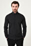 Straight Slim Fit Collar Pinched Men's Shirt Black - 37634.22Y
